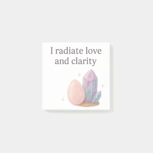 Post-it® Affirmation rose en quartz et cristal fluorite (Devant)
