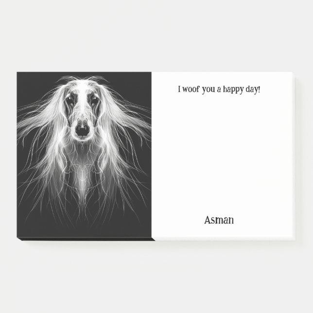 Post-it® Afghan Hound Nom du chien d'art Abstrait (Devant)