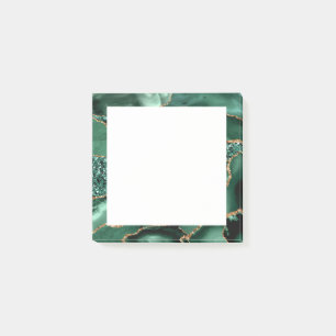 Post-it® Agate Green Gold Parties scintillant Géode Marbre
