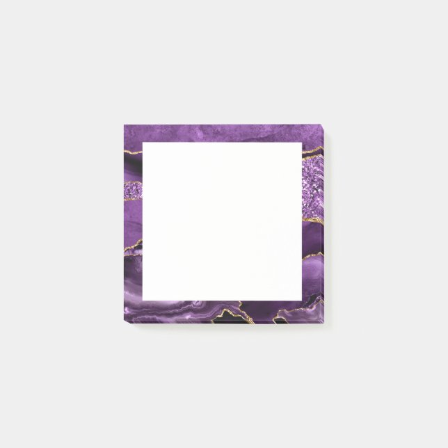 Post-it® Agate Purple Gold Parties scintillant Marble Publi (Devant)