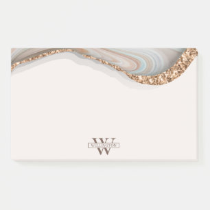 Post-it® Agate Stone Marbre Monogramme Nom Post-it Notes