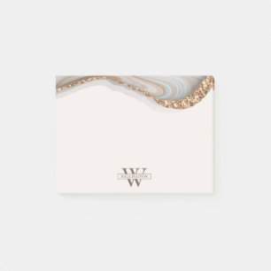 Post-it® Agate Stone Marbre Monogramme Nom Post-it Notes