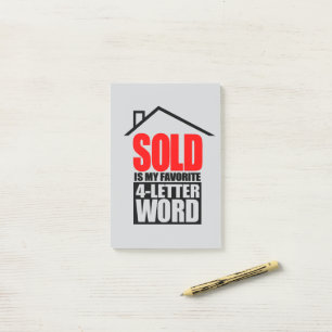 Post-it® Agent immobilier drôle VENDU est mon mot préféré d