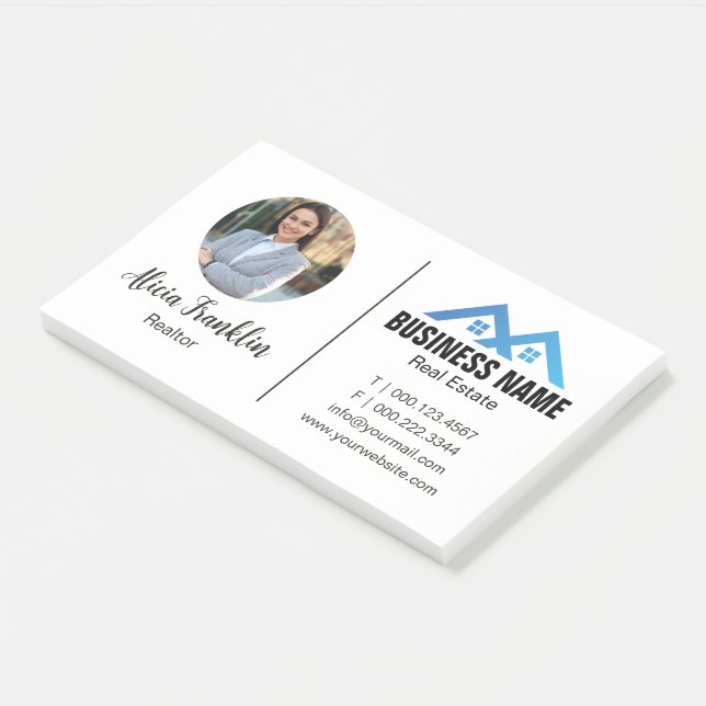 Post-it® Agent immobilier moderne bleu Photo d'agent immobi (Incliné)