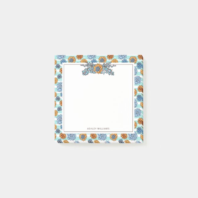 Post-it® Ajouter votre nom | Aquarelle Succulente (Devant)
