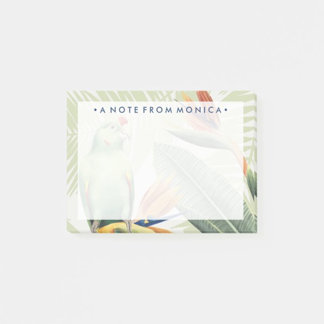 Post-it® Ajouter votre nom| Feuilles de palmiers à oiseaux  (Devant)