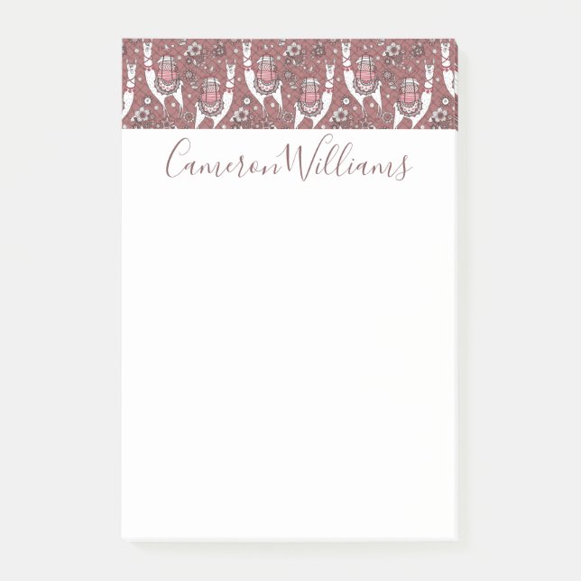 Post-it® Ajoutez votre motif | drôle nommé de lamas (Devant)