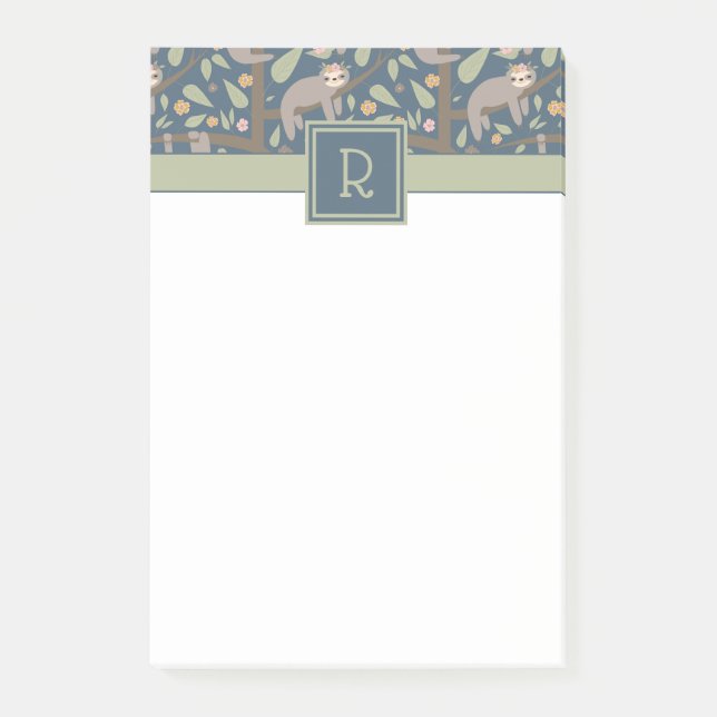 Post-it® Ajoutez votre motif floral | mignon initial de (Devant)