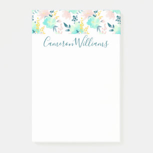Post-it® Ajoutez votre motif   floral nommé d'aquarelle