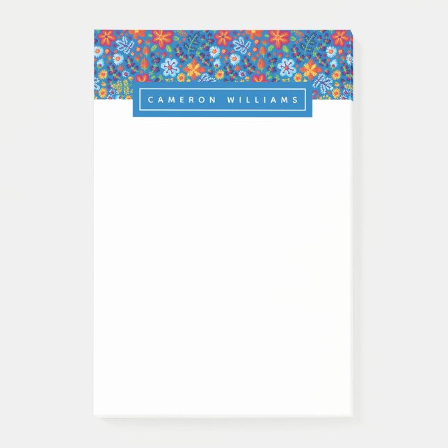 Post-it® Ajoutez votre motif | floral nommé de broderie (Devant)