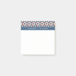 Post-it® Ajoutez votre motif géométrique bleu et de corai