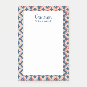 Post-it® Ajoutez votre motif géométrique bleu et de corai