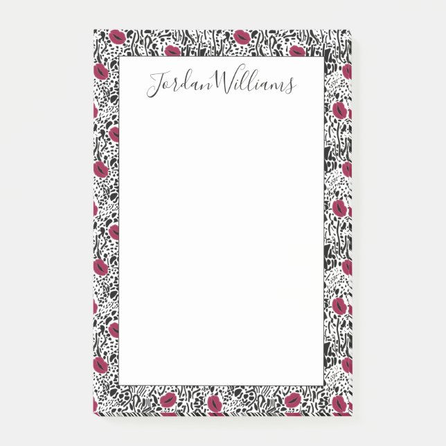 Post-it® Ajoutez votre motif | moderne nommé des lèvres B&W (Devant)