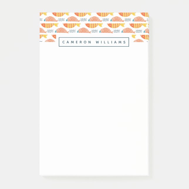 Post-it® Ajoutez votre motif nommé de poissons de natation (Devant)