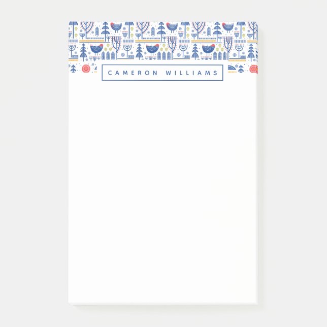 Post-it® Ajoutez votre motif nommé d'oiseau d'hiver d'art (Devant)