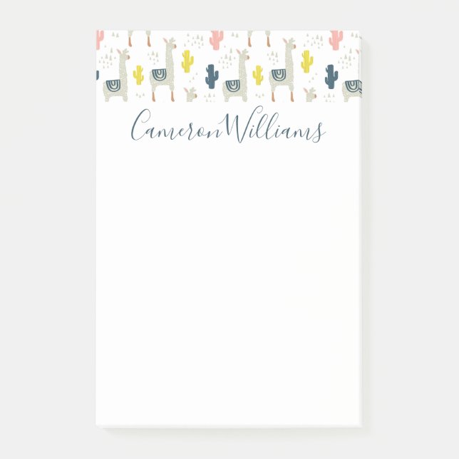 Post-it® Ajoutez votre motifs nommé de cactus et de lamas | (Devant)