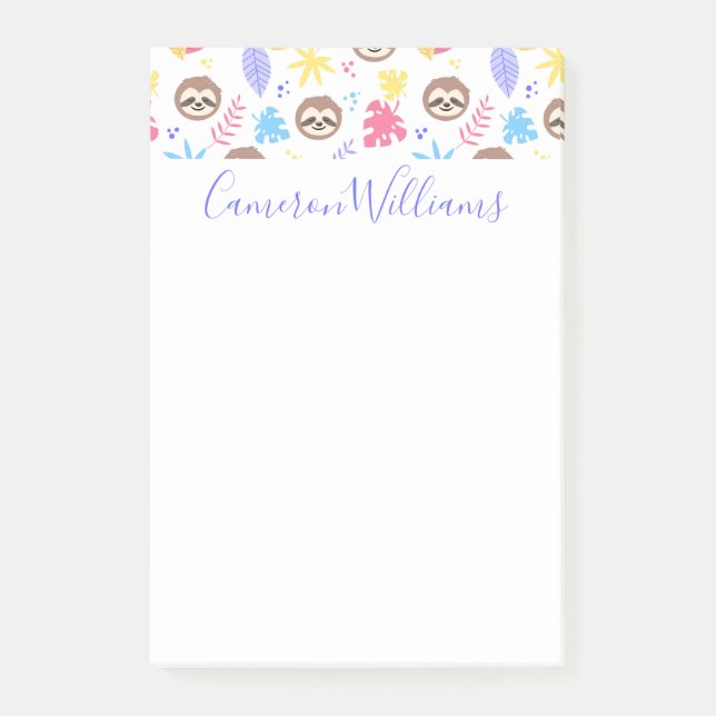 Post-it® Ajoutez votre motifs | tropicaux nommé de paresse (Devant)