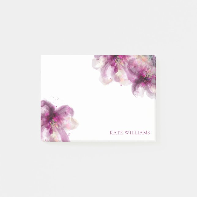 Post-it® ajoutez Votre Nom Aquarelle Lys Roses (Devant)