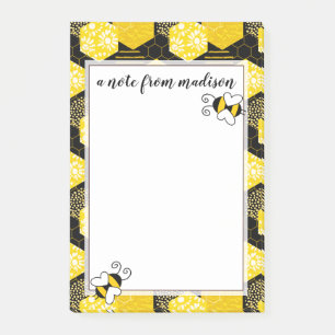 Post-it® Ajoutez votre nom   Bumble Bee Honeycomb Motif