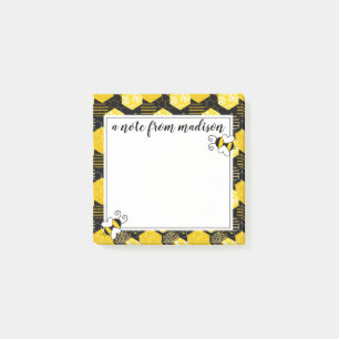 Post-it® Ajoutez votre nom   Bumble Bee Honeycomb Motif