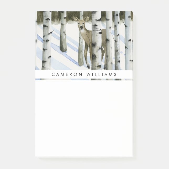 Post-it® Ajoutez votre nom | Cerf en chute de neige (Devant)