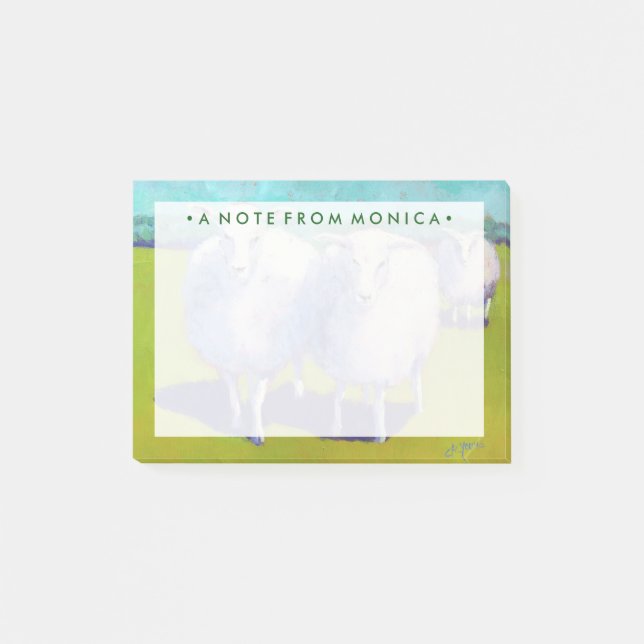 Post-it® Ajoutez votre nom | Deux Moutons En Champ (Devant)