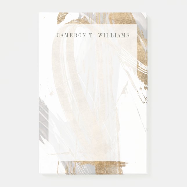 Post-it® Ajoutez votre nom | Or et gris (Devant)