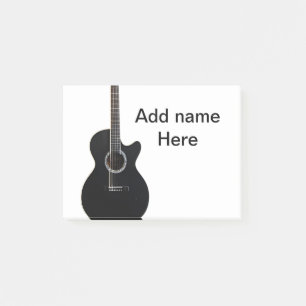 Post-it® Ajoutez votre nom texte marron guitare acoustique