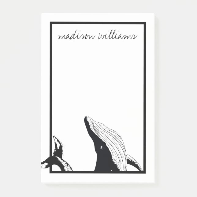 Post-it® Ajoutez votre nom | Une baleine d'une queue (Devant)