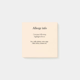 Post-it® Alerte d'allergie alimentaire ajouter le nom des a