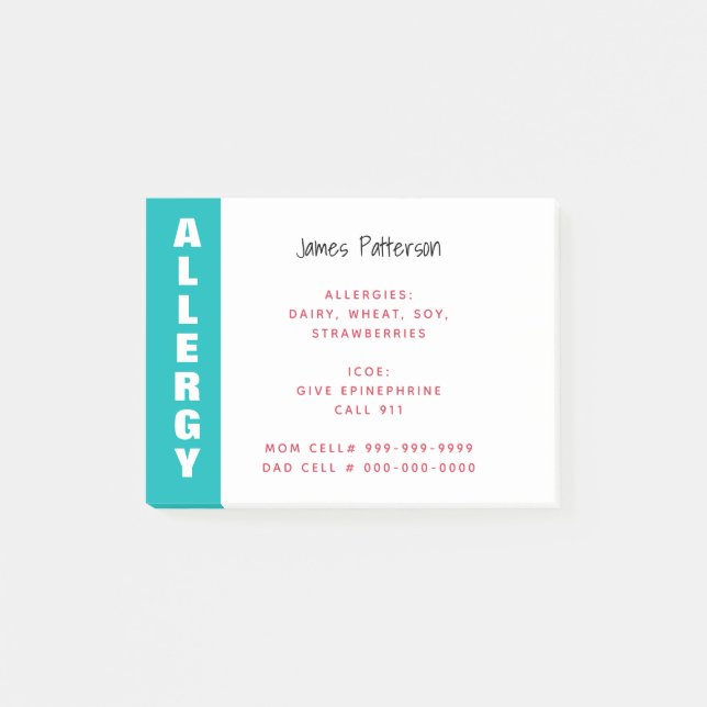 Post-it® Alerte personnalisée de teinte sarcelle pour aller (Devant)