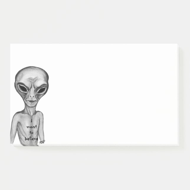 Post-it® Alien gris, je veux croire (Devant)