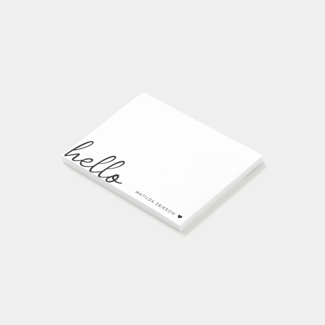 Post-it® Allo minimal | Coeur moderne propre blanc simple (Incliné)