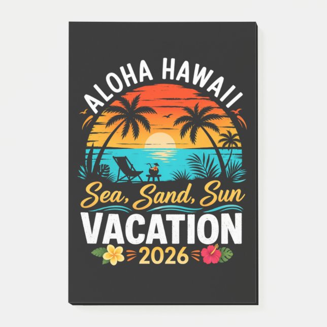 Post-it® Aloha Hawaii Mer Sable Soleil 2026 (Devant)