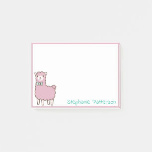 Post-it® Alpaga De Llama Rose Avec Turquoise Bowtie Personn