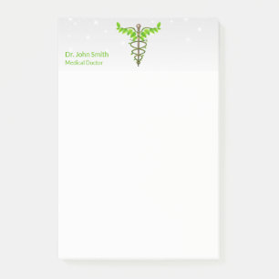 Post-it® Alternative Médicale Caduceus Vert Feuilles Blanc