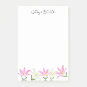 Post-it® Amaryllis rose et blanc sur les choses blanches à