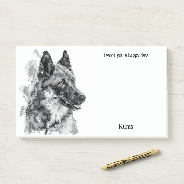 Post-it® American Akita Abstrait Art Dog Name (Sur un bureau)