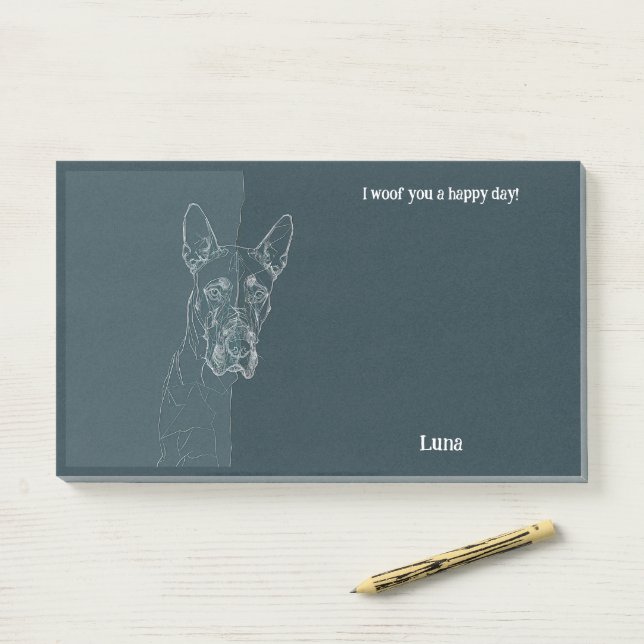 Post-it® American Staffordshire Terrier Nom du chien Abstra (Sur un bureau)