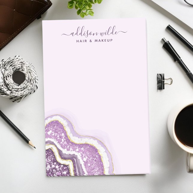 Post-it® Améthyste Violet Paillettes Agate Géode Luxe Chic (Créateur téléchargé)