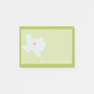 Post-it® Amour pour l'État du Texas avec cœur personnalisé 