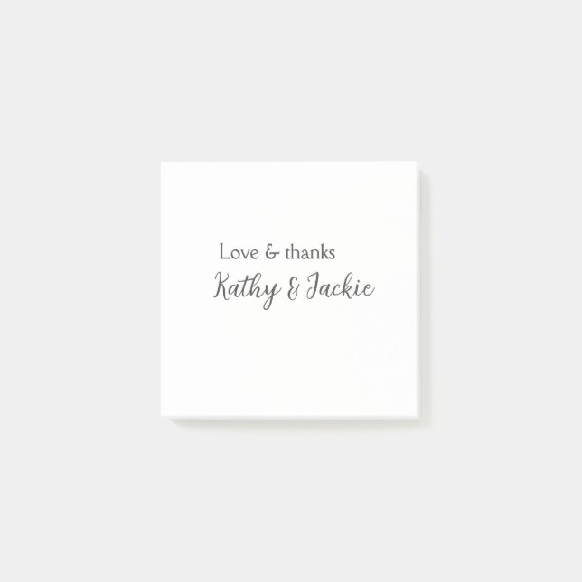 Post-it® Amour & remerciements couple nom mariage simple mi (Devant)