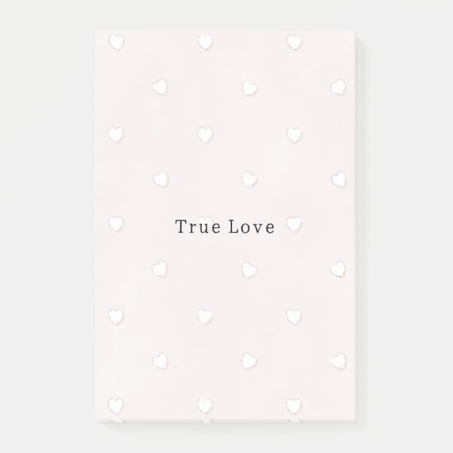 Post-it® Amour Véritable Romantique Cœurs Blancs Rose Saint (Devant)