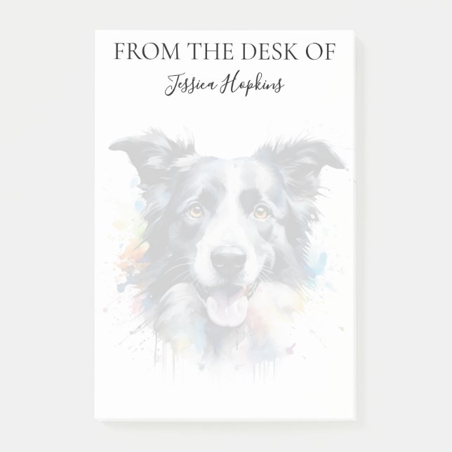 Post-it® Amoureux de Border Collie Chien Monogrammé (Devant)