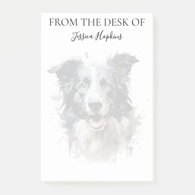 Post-it® Amoureux de Border Collie Chien Monogrammé (Devant)