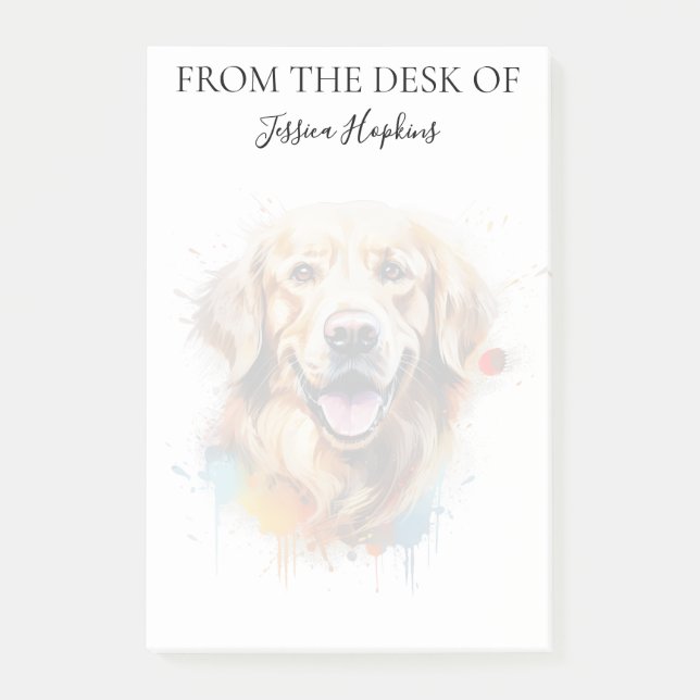 Post-it® Amoureux de Golden Retriever Chien Monogrammé (Devant)