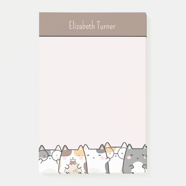 Post-it® Amoureux de les chats mignons Rose et enfants Brow (Devant)