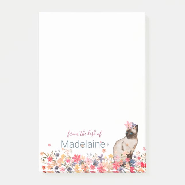 Post-it® Amoureux de les chats Siamese Kitten Floral Person (Devant)