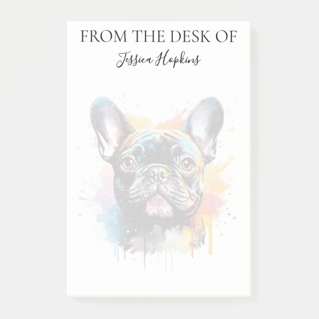 Post-it® Amoureux du Bouledogue Français Chien Monogrammé (Devant)