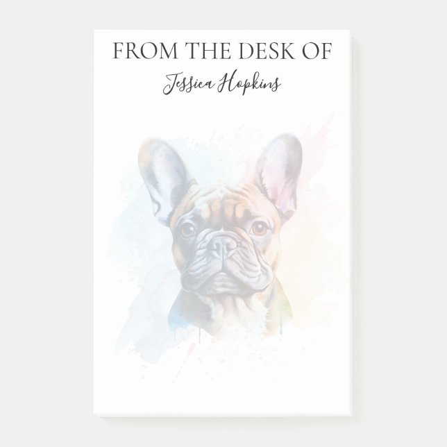 Post-it® Amoureux du Bouledogue Français Chien Monogrammé (Devant)